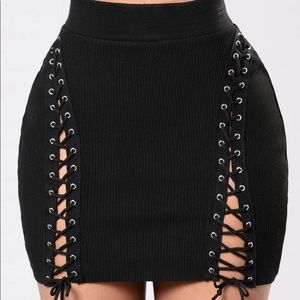 NWOT Fashion Nova Tie Up Lace Mini Skirt